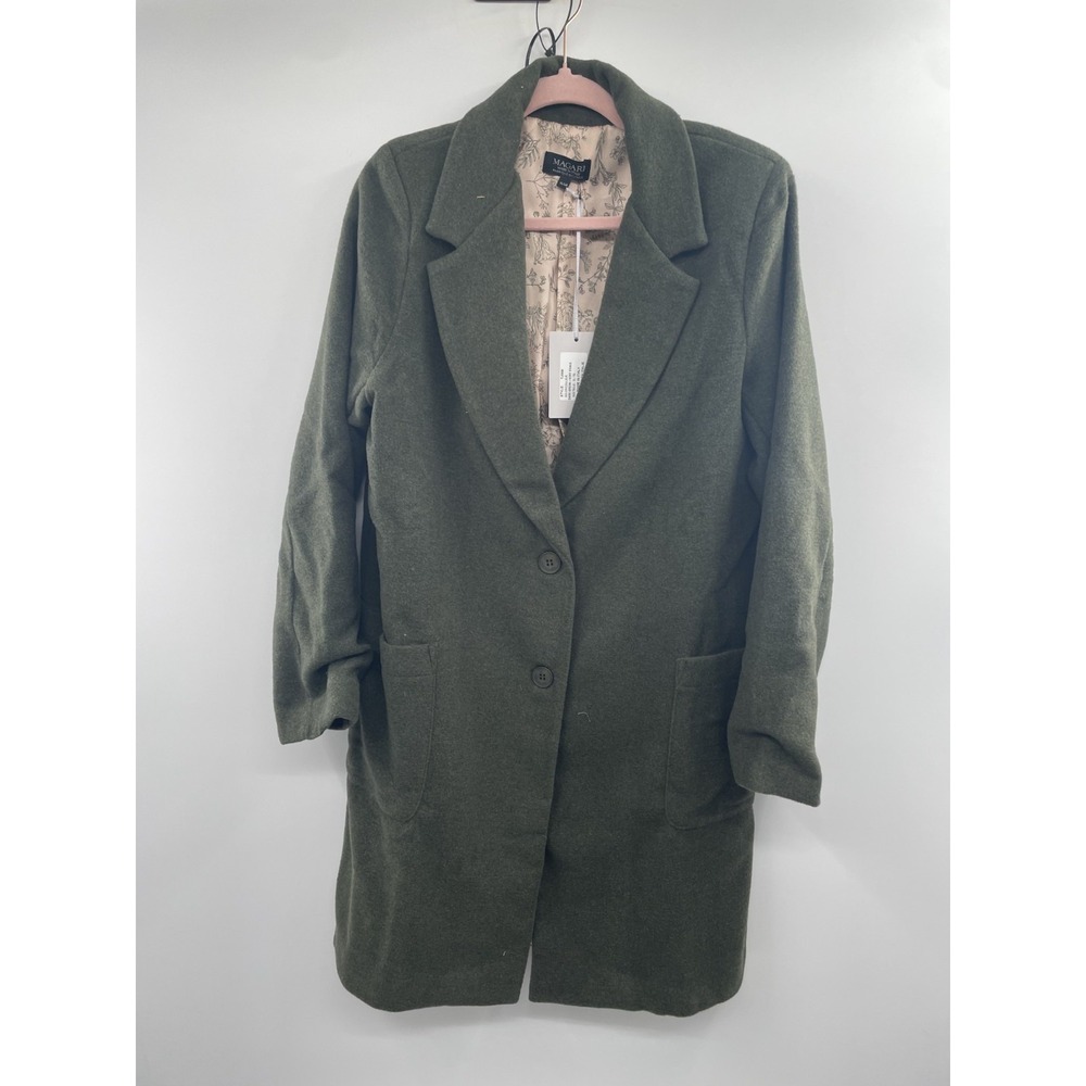 NWT Magari Overcoat Women's‎ XL Dark Green Long Sleeve Buttons Pockets Winter